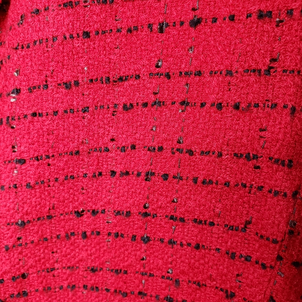 Worthington Womens Blazer Open Front Tweed Red & Black Plus Size XXL Jacket - Picture 13 of 16